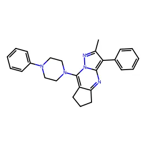 11-methyl-10-phenyl-2-(4-phenylpiperazin-1-yl)-1,8,12-triazatricyclo[7.3.0.03,7]dodeca-2,7,9,11-tetraene structure
