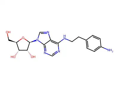 2-{6-[2-(4-Amino-phenyl)-ethylamino]-purin-9-yl}-5-hydroxymethyl-tetrahydro-furan-3,4-diol structure