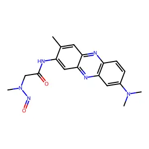 N-[8-(dimethylamino)-3-methylphenazin-2-yl]-2-[methyl(nitroso)amino]acetamide structure