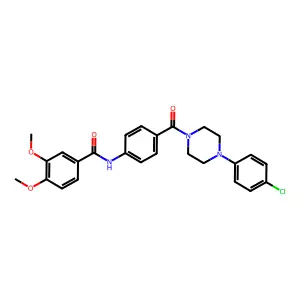 N-[4-[4-(4-chlorophenyl)piperazine-1-carbonyl]phenyl]-3,4-dimethoxybenzamide structure
