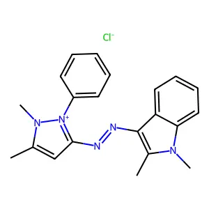 (1,2-dimethylindol-3-yl)-(1,5-dimethyl-2-phenylpyrazol-2-ium-3-yl)diazene chloride structure
