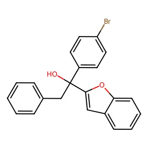 1-(1-benzofuran-2-yl)-1-(4-bromophenyl)-2-phenylethanol structure