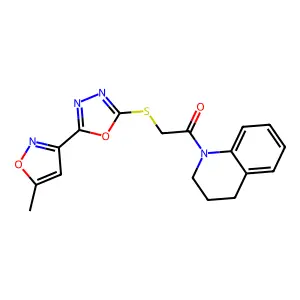 1-(3,4-dihydro-2H-quinolin-1-yl)-2-[[5-(5-methyl-1,2-oxazol-3-yl)-1,3,4-oxadiazol-2-yl]sulfanyl]ethanone structure