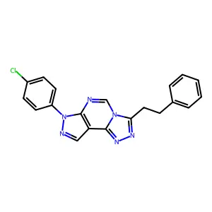 10-(4-chlorophenyl)-5-(2-phenylethyl)-3,4,6,8,10,11-hexazatricyclo[7.3.0.02,6]dodeca-1(9),2,4,7,11-pentaene structure