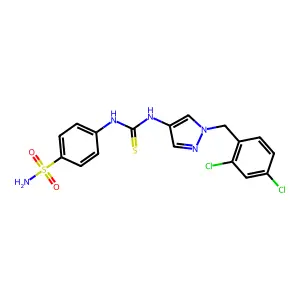 1-[1-[(2,4-dichlorophenyl)methyl]pyrazol-4-yl]-3-(4-sulfamoylphenyl)thiourea structure