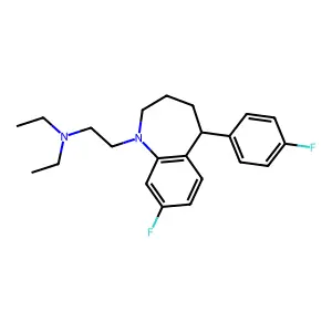 N,N-diethyl-2-[8-fluoro-5-(4-fluorophenyl)-2,3,4,5-tetrahydro-1-benzazepin-1-yl]ethanamine structure