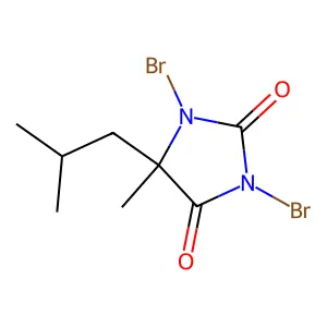1,3-dibromo-5-methyl-5-(2-methylpropyl)imidazolidine-2,4-dione structure