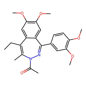 1-[1-(3,4-dimethoxyphenyl)-5-ethyl-7,8-dimethoxy-4-methyl-2,3-benzodiazepin-3-yl]ethanone structure