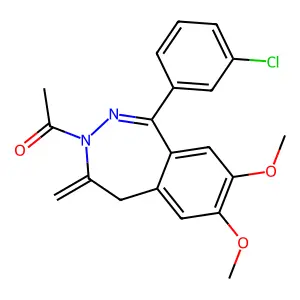 1-[1-(3-chlorophenyl)-7,8-dimethoxy-4-methylidene-5H-2,3-benzodiazepin-3-yl]ethanone structure
