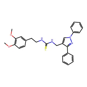 1-[2-(3,4-dimethoxyphenyl)ethyl]-3-[(1,3-diphenylpyrazol-4-yl)methyl]thiourea structure