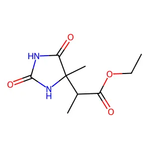 ethyl 2-(4-methyl-2,5-dioxoimidazolidin-4-yl)propanoate structure