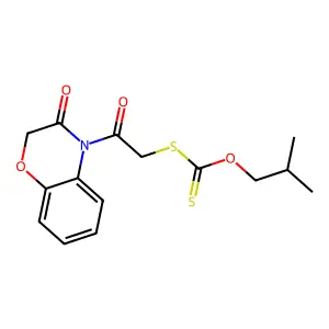 O-(2-methylpropyl) [2-oxo-2-(3-oxo-1,4-benzoxazin-4-yl)ethyl]sulfanylmethanethioate structure