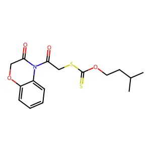 O-(3-methylbutyl) [2-oxo-2-(3-oxo-1,4-benzoxazin-4-yl)ethyl]sulfanylmethanethioate structure