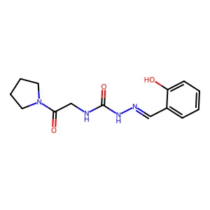 1-[(2-hydroxyphenyl)methylideneamino]-3-(2-oxo-2-pyrrolidin-1-ylethyl)urea structure