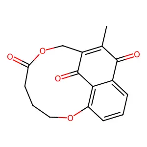 10-methyl-2,7-dioxatricyclo[7.6.2.012,16]heptadeca-1(15),9,12(16),13-tetraene-6,11,17-trione structure