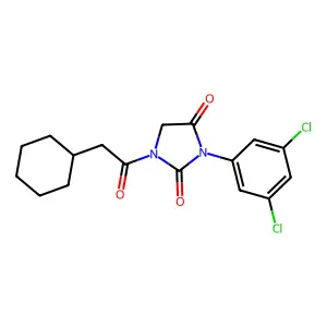 1-(2-cyclohexylacetyl)-3-(3,5-dichlorophenyl)imidazolidine-2,4-dione structure