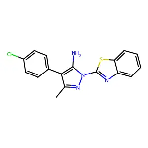 1-(1,3-benzothiazol-2-yl)-4-(4-chlorophenyl)-3-methyl-1H-pyrazol-5-amine structure
