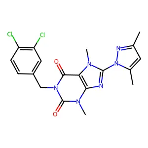 1-(3,4-dichlorobenzyl)-8-(3,5-dimethyl-1H-pyrazol-1-yl)-3,7-dimethyl-1H-purine-2,6(3H,7H)-dione structure