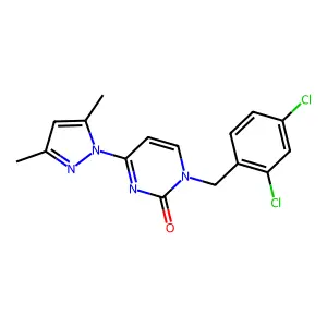 1-(2,4-dichlorobenzyl)-4-(3,5-dimethyl-1H-pyrazol-1-yl)pyrimidin-2(1H)-one structure
