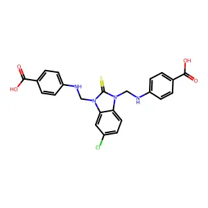 Benzoic acid, 4,4'-((5-chloro-2-thioxo-1H-benzimidazole-1,3(2H)-diyl)bis(methyleneimino)bis- structure