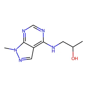 1-[(1-methylpyrazolo[3,4-d]pyrimidin-4-yl)amino]propan-2-ol structure