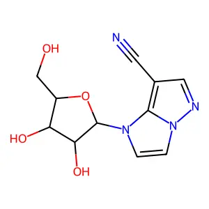 1-[3,4-dihydroxy-5-(hydroxymethyl)oxolan-2-yl]imidazo[2,1-e]pyrazole-7-carbonitrile structure