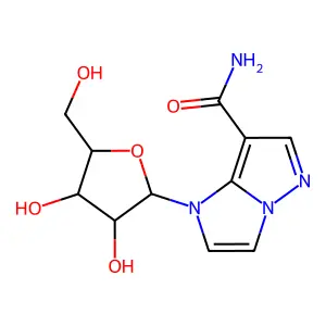 1-[3,4-dihydroxy-5-(hydroxymethyl)oxolan-2-yl]imidazo[2,1-e]pyrazole-7-carboxamide structure