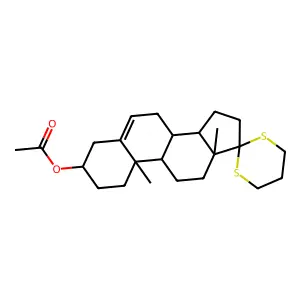 (10,13-dimethylspiro[1,2,3,4,7,8,9,11,12,14,15,16-dodecahydrocyclopenta[a]phenanthrene-17,2'-1,3-dithiane]-3-yl) acetate structure