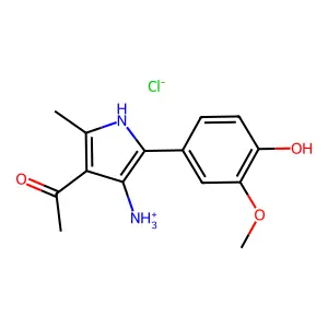 [4-acetyl-2-(4-hydroxy-3-methoxyphenyl)-5-methyl-1H-pyrrol-3-yl]azanium chloride structure
