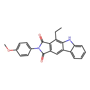 10-ethyl-2-(4-methoxyphenyl)-9H-pyrrolo[3,4-b]carbazole-1,3-dione structure