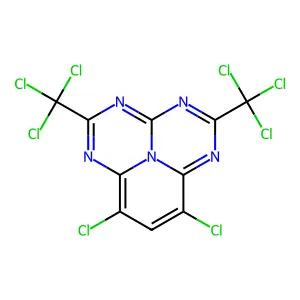 10,12-dichloro-3,7-bis(trichloromethyl)-2,4,6,8,13-pentazatricyclo[7.3.1.05,13]trideca-1(12),2,4,6,8,10-hexaene structure