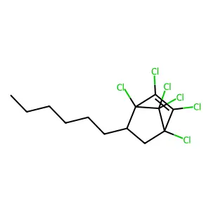1,2,3,4,7,7-hexachloro-5-hexylbicyclo[2.2.1]hept-2-ene structure