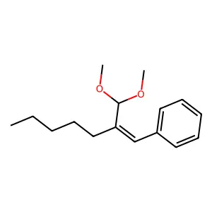 2-(dimethoxymethyl)hept-1-enylbenzene structure