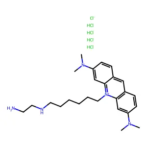 10-[6-(2-aminoethylamino)hexyl]-3-N,3-N,6-N,6-N-tetramethylacridin-10-ium-3,6-diamine;chloride;tetrahydrochloride structure