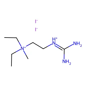 2-(diaminomethylideneazaniumyl)ethyl-diethyl-methylazanium diiodide structure