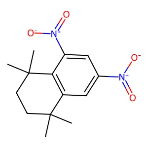 1,1,4,4-tetramethyl-5,7-dinitro-2,3-dihydronaphthalene structure