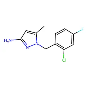 1-(2-chloro-4-fluorobenzyl)-5-methyl-1H-pyrazol-3-amine structure