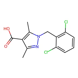 1-[(2,6-dichlorophenyl)methyl]-3,5-dimethylpyrazole-4-carboxylic acid structure