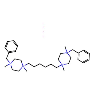 1,1'-hexane-1,6-diylbis(4-benzyl-1,4-dimethylpiperazinediium) tetraiodide structure