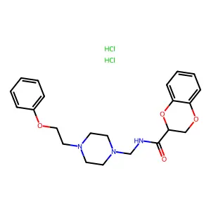 N-[[4-(2-phenoxyethyl)piperazin-1-yl]methyl]-2,3-dihydro-1,4-benzodioxine-3-carboxamidedihydrochloride structure