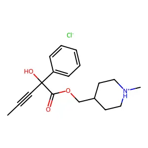 (1-methylpiperidin-1-ium-4-yl)methyl 2-hydroxy-2-phenylpent-3-ynoate chloride structure