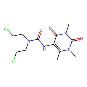1,1-bis(2-chloroethyl)-3-(1,3,4-trimethyl-2,6-dioxopyrimidin-5-yl)urea structure