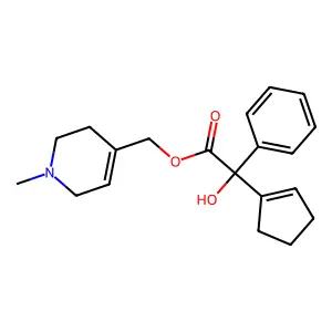 (1-methyl-3,6-dihydro-2H-pyridin-4-yl)methyl 2-(cyclopenten-1-yl)-2-hydroxy-2-phenylacetate structure