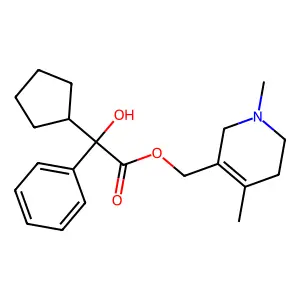 (1,4-dimethyl-3,6-dihydro-2H-pyridin-5-yl)methyl 2-cyclopentyl-2-hydroxy-2-phenylacetate structure