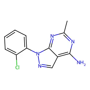 1-(2-chlorophenyl)-6-methylpyrazolo[3,4-d]pyrimidin-4-amine structure
