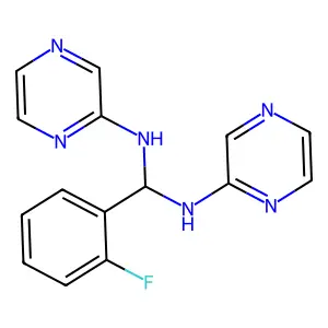 1-(2-fluorophenyl)-N,N'-di(pyrazin-2-yl)methanediamine structure