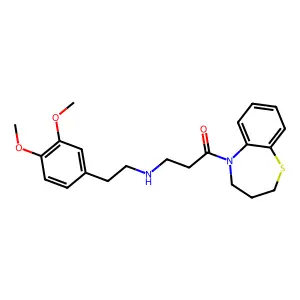 1-(3,4-dihydro-2H-1,5-benzothiazepin-5-yl)-3-[2-(3,4-dimethoxyphenyl)ethylamino]propan-1-one structure