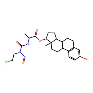 (3-hydroxy-13-methyl-6,7,8,9,11,12,14,15,16,17-decahydrocyclopenta[a]phenanthren-17-yl) 2-[[2-chloroethyl(nitroso)carbamoyl]amino]propanoate structure