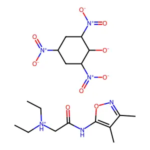 ISOXAZOLE, 5-(2-(DIETHYLAMINO)ACETAMIDO)-3,4-DIMETHYL-, PICRATE structure