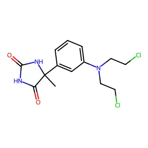 5-[3-[bis(2-chloroethyl)amino]phenyl]-5-methylimidazolidine-2,4-dione structure
